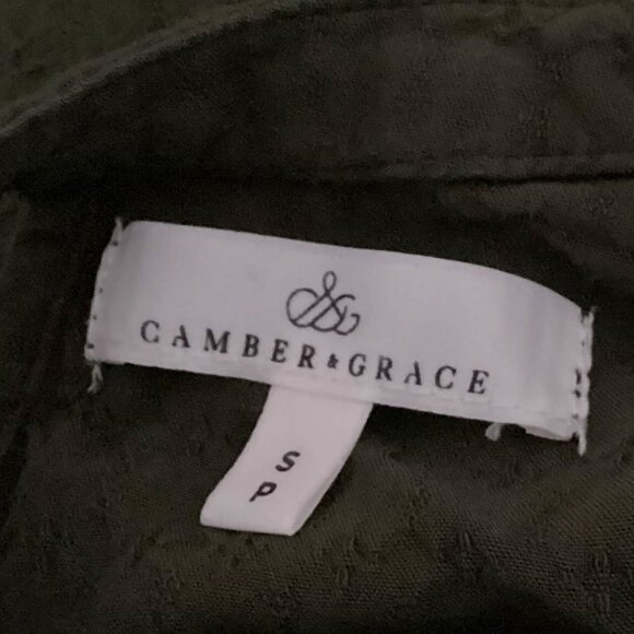 Camber & Grace Women's Long Sleeve Blouse Top Size SP Dark Green Boho Lace - Picture 6 of 7